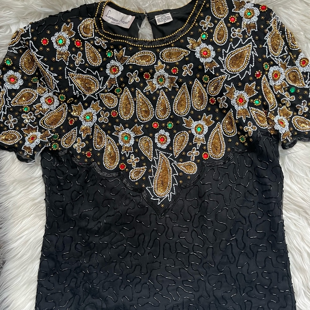 Vintage Laurence Kazar Sequin and Beaded Top